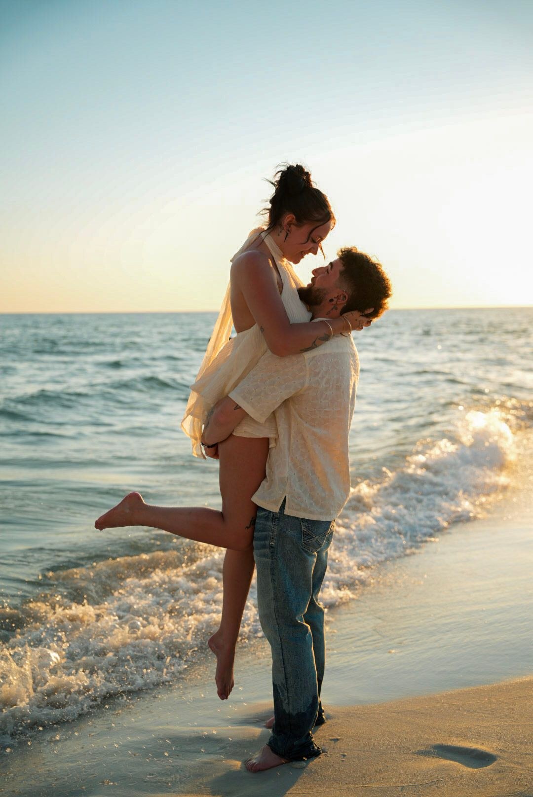 Couple embracing in the surf on the Gulf Coast